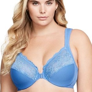 Glamorise Wonderwire Front-Closure Underwire Bra #1245, 40C, Blue